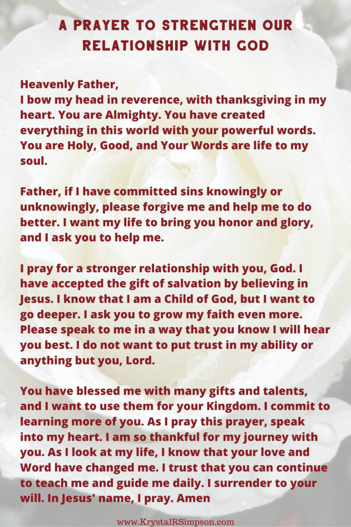 A Prayer to  Strengthen Our Relationship with God