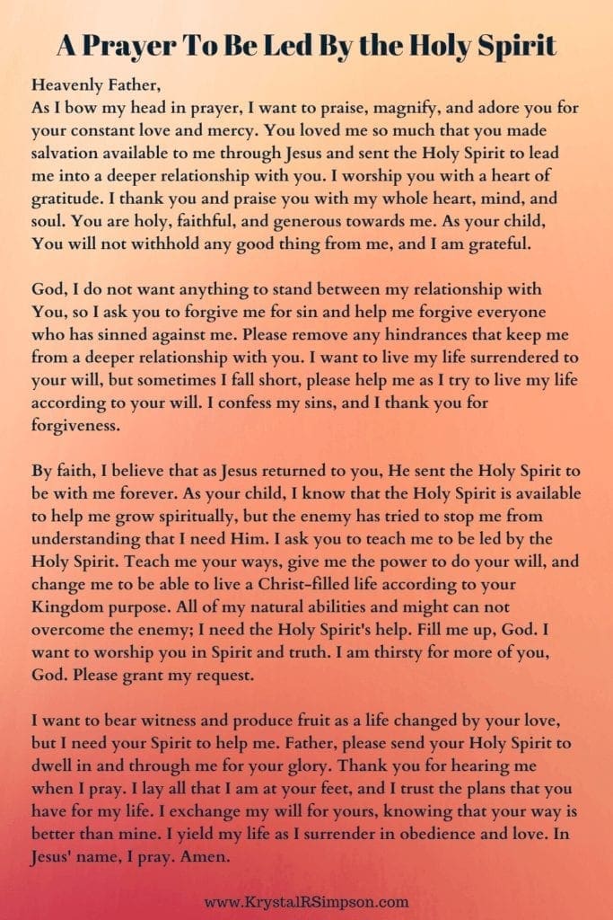 A Prayer To Be Led By the Holy Spirit