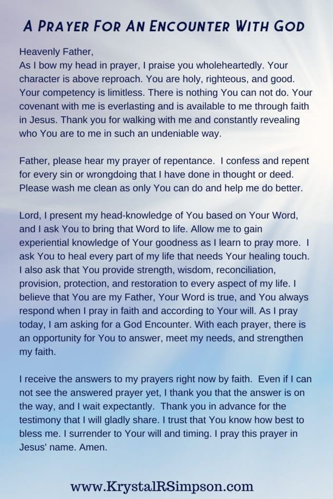 A Prayer For a Personal Encounter with God