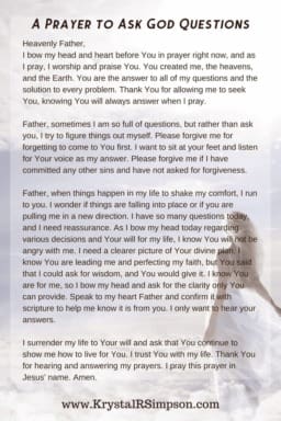 How Is God Question Is It Ok To Ask God Questions, And Will He Answer Me? | Krystal R Simpson