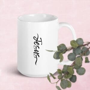 Jesus white glossy ceramic mug