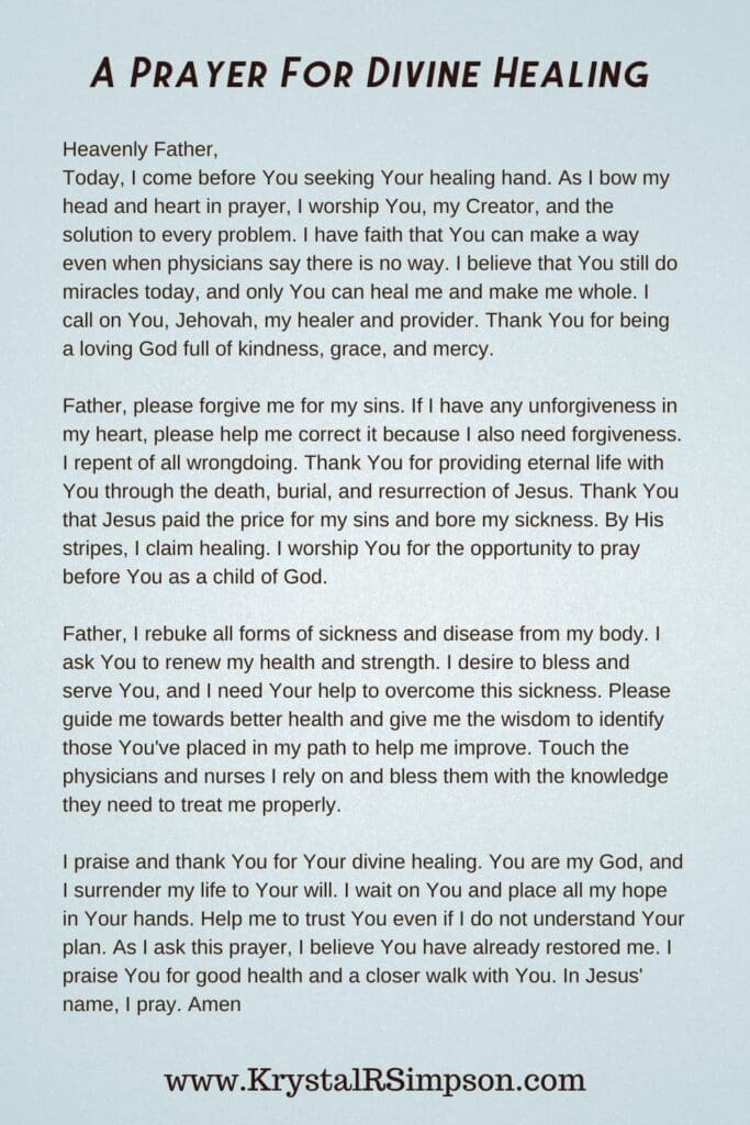 A Prayer for Divine Healing